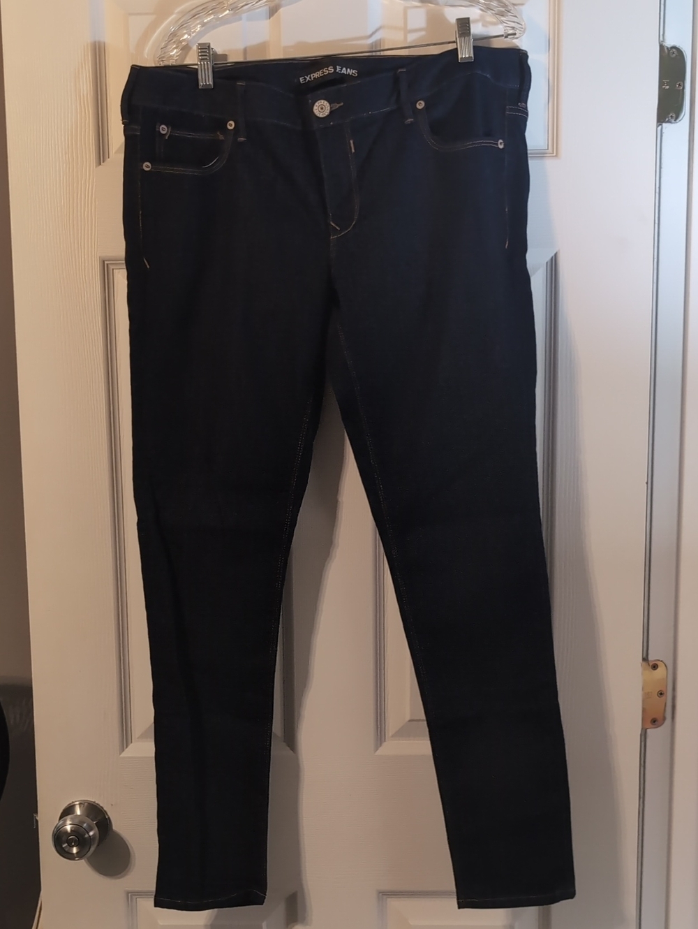 Express Women's Skinny Jeans in Dark Blue Wash